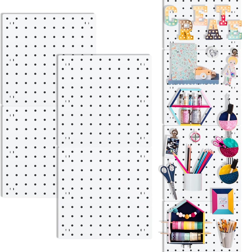 Lansi Pegboards, Pegboard Wall Organizer Panels, Peg Boards for Wall, Craft Room, Kitchen, Garage, Living Room, Bathroom, and Study Room, Easy to Install (4Pcs) - Image 1